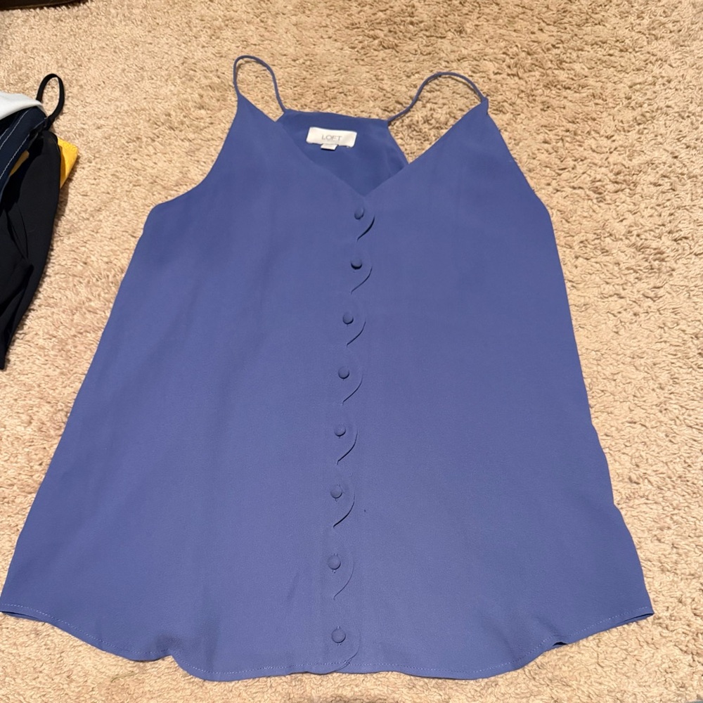 LOFT Blue Sleeveless Buttoned Camisole